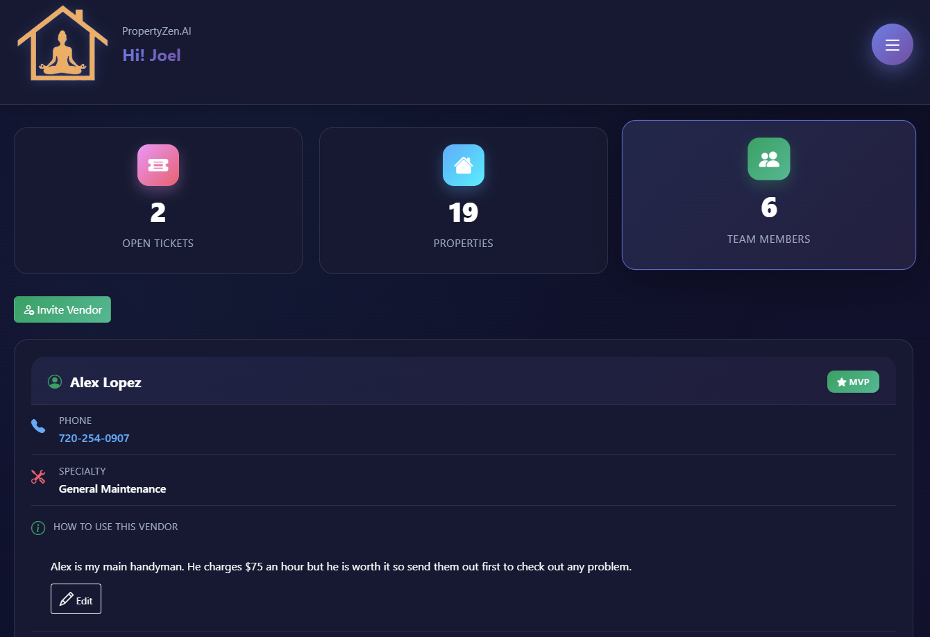 Vendor team management