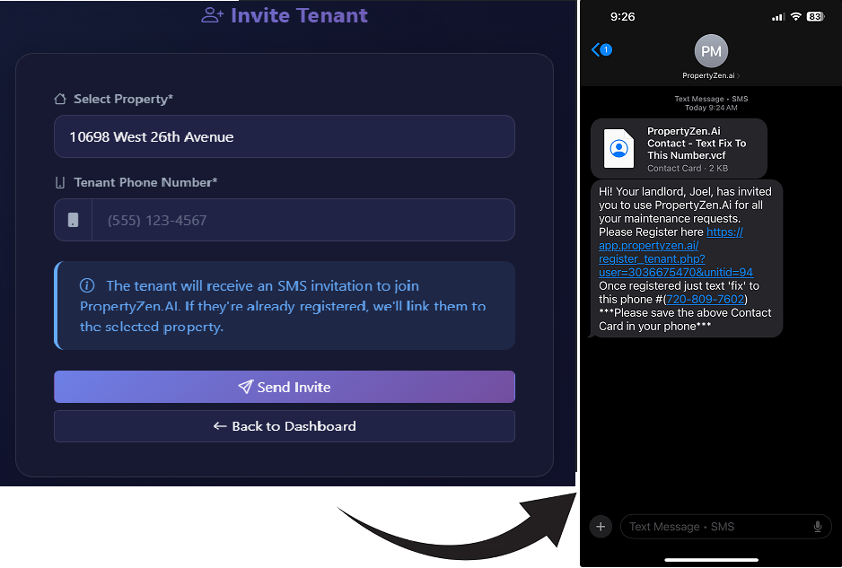 Tenant invite screenshot